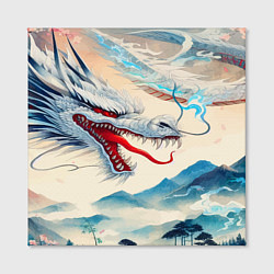 Холст квадратный Дракон на фоне японского пейзажа, цвет: 3D-принт — фото 2
