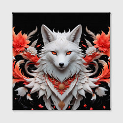 Холст квадратный Белая лисица - кицунэ, цвет: 3D-принт — фото 2