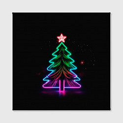 Холст квадратный Неоновая ёлка, цвет: 3D-принт — фото 2