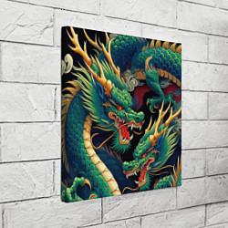 Холст квадратный Два Японских дракона - ирезуми, цвет: 3D-принт — фото 2