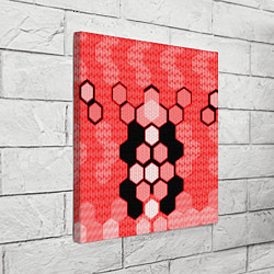 Холст квадратный Красная кибер броня hexagons, цвет: 3D-принт — фото 2