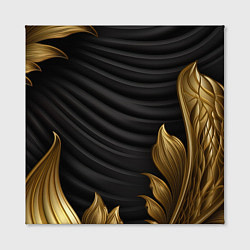 Холст квадратный Узоры золотые на черном фоне, цвет: 3D-принт — фото 2