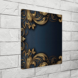 Холст квадратный Лепнина объемные золотые узоры на ткани, цвет: 3D-принт — фото 2