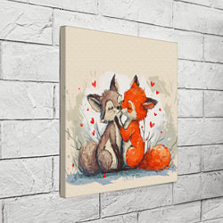 Холст квадратный Влюбленные лисички 14 февраля, цвет: 3D-принт — фото 2