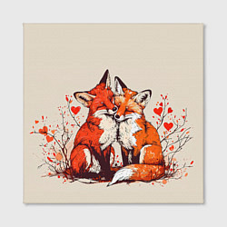 Холст квадратный Влюбленные лисички с сердечком, цвет: 3D-принт — фото 2