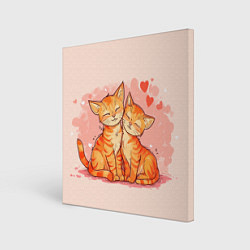 Холст квадратный Влюбленные рыжики котики 14 февраля, цвет: 3D-принт