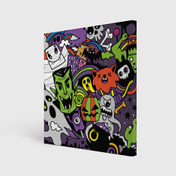 Холст квадратный Страшно веселые монстры, цвет: 3D-принт