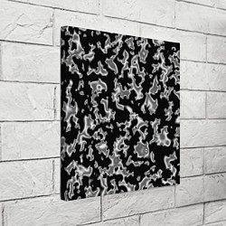 Холст квадратный Капли жидкого металла - камуфляж на чёрном, цвет: 3D-принт — фото 2