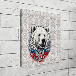 Холст квадратный Белый медведь и белый герб России, цвет: 3D-принт — фото 2