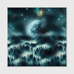 Холст квадратный Луна и туман в лесу, цвет: 3D-принт — фото 2