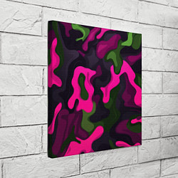 Холст квадратный Яркий неоновый камуфляж фиолетовый и зеленый, цвет: 3D-принт — фото 2