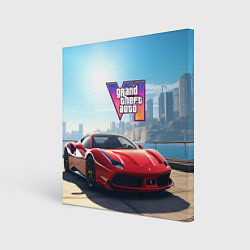 Холст квадратный GTA 6 logo auto, цвет: 3D-принт