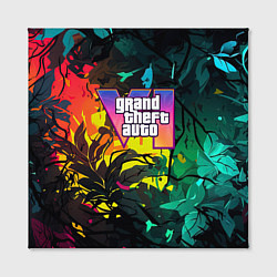Холст квадратный GTA 6 logo абстрактные листья, цвет: 3D-принт — фото 2