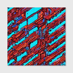 Холст квадратный Красные фрагменты на голубом фоне, цвет: 3D-принт — фото 2