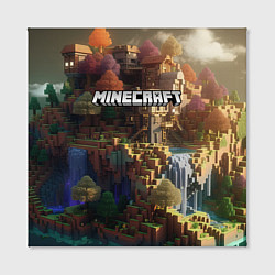 Холст квадратный Minecraft logo горы и реки, цвет: 3D-принт — фото 2
