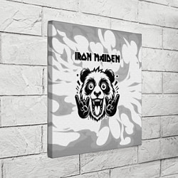 Холст квадратный Iron Maiden рок панда на светлом фоне, цвет: 3D-принт — фото 2
