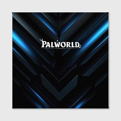 Холст квадратный Palworld logo blue neon abstract black, цвет: 3D-принт — фото 2