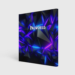 Холст квадратный Palworld логотип на ярких неоновых плитах, цвет: 3D-принт