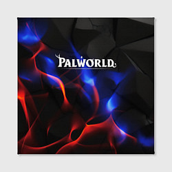 Холст квадратный Palworld логотип на черном и фиолетовом абстракте, цвет: 3D-принт — фото 2