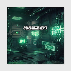 Холст квадратный Minecraft logo в стиле киберпанк, цвет: 3D-принт — фото 2