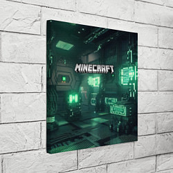 Холст квадратный Minecraft logo в стиле киберпанк, цвет: 3D-принт — фото 2
