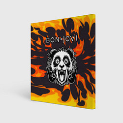 Холст квадратный Bon Jovi рок панда и огонь, цвет: 3D-принт