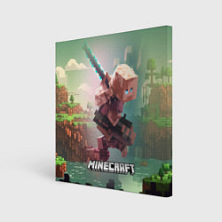 Холст квадратный Персонаж Minecraft ниндзя в прыжке, цвет: 3D-принт