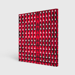 Холст квадратный Белые треугольники на красном фоне, цвет: 3D-принт