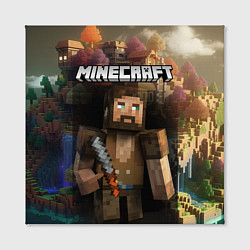 Холст квадратный Minecraft персонаж с бородой у горы, цвет: 3D-принт — фото 2