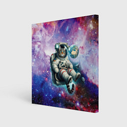 Холст квадратный Brave cat in space - ai art, цвет: 3D-принт