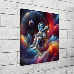 Холст квадратный Космонавт далматинец в неоновой галактике, цвет: 3D-принт — фото 2