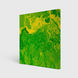 Холст квадратный Зеленые подтеки, цвет: 3D-принт