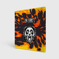 Холст квадратный In Flames рок панда и огонь, цвет: 3D-принт