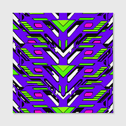 Холст квадратный Техно броня фиолетово-зелёная, цвет: 3D-принт — фото 2