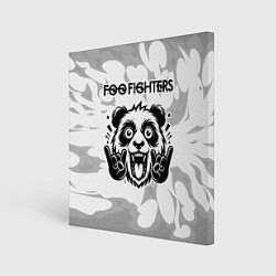 Холст квадратный Foo Fighters рок панда на светлом фоне, цвет: 3D-принт