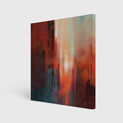 Холст квадратный Размытый город на закате, цвет: 3D-принт