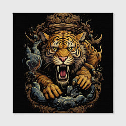Холст квадратный Тигр в стойке тайский бокс, цвет: 3D-принт — фото 2