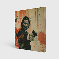 Холст квадратный Джон Уик с пистолетом, цвет: 3D-принт