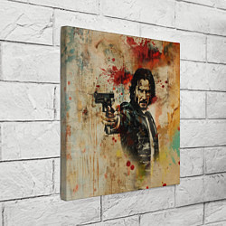 Холст квадратный Джон Уик с пистолетом в стиле гранж, цвет: 3D-принт — фото 2
