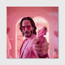 Холст квадратный Джон Уик в розовых очках сердечках, цвет: 3D-принт — фото 2