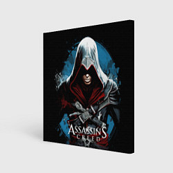 Холст квадратный Assassins creed темный синий фон, цвет: 3D-принт