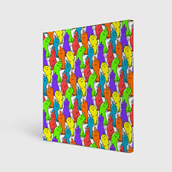Холст квадратный Весёлые цветные презервативы, цвет: 3D-принт