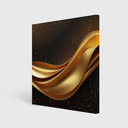 Холст квадратный Золотая стильная абстракция на черном фоне, цвет: 3D-принт