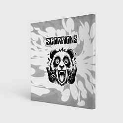 Холст квадратный Scorpions рок панда на светлом фоне, цвет: 3D-принт