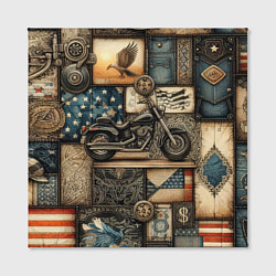 Холст квадратный Patchwork with a motorcycle - ai art, цвет: 3D-принт — фото 2