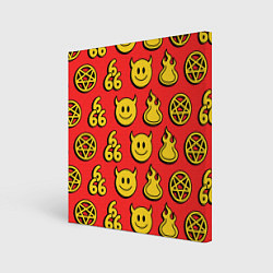 Холст квадратный 666 y2k emoji pattern, цвет: 3D-принт