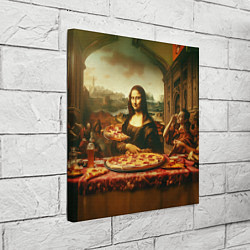 Холст квадратный Мона Лиза и большая пицца сюрреализм, цвет: 3D-принт — фото 2