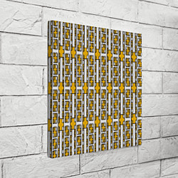 Холст квадратный Жёлтые и белые кирпичики на белом фоне, цвет: 3D-принт — фото 2