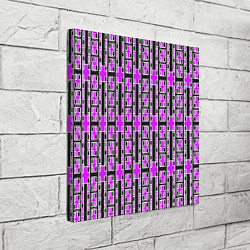 Холст квадратный Розовые и чёрные кирпичики на чёрном фоне, цвет: 3D-принт — фото 2
