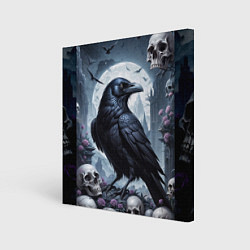 Холст квадратный Ворон некромант, цвет: 3D-принт